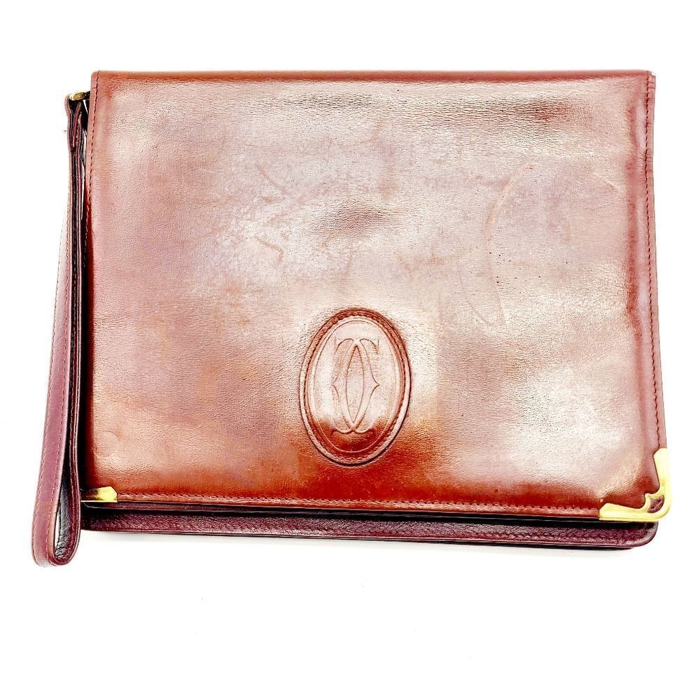 Cartier Red Leather Clutch Bag
